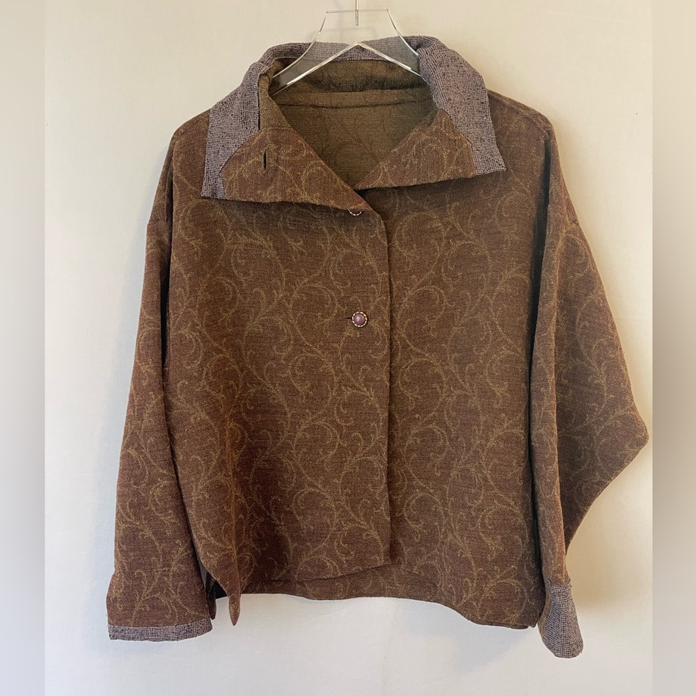 Leaf Print 90s‎ Art To Wear Jacket Lagenlook Handmade